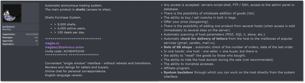 Admins of Genesis Market sold their infrastructure on hacker forum